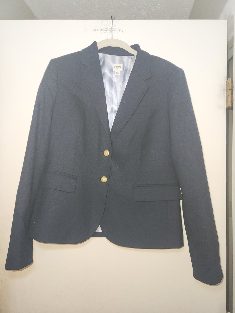 J. Crew Navy Wool Blend Blazer with Gold Buttons 10